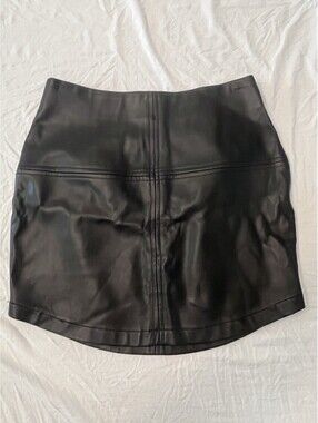 Lulu’s Black Faux Leather Mini Skirt - High Waist Modern Style
